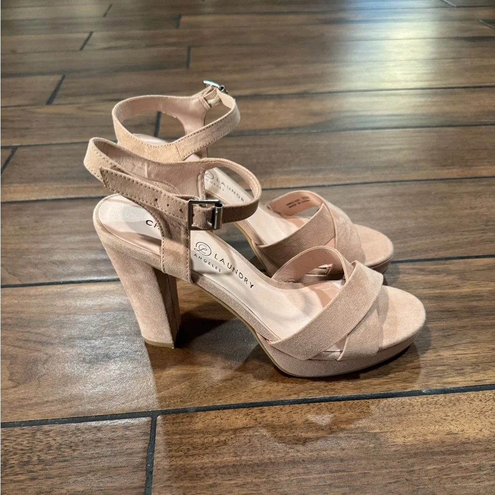 Chinese Laundry Z-Always micro suede dark nude heels size 8.5